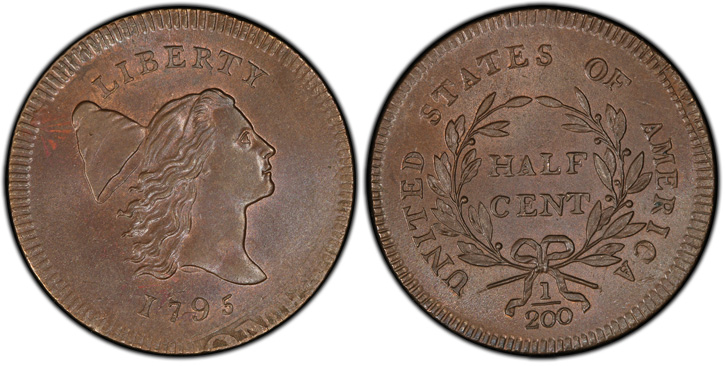 1795 Liberty Cap Half Cent. C-6a.  Plain Edge, No Pole--Overstruck on a Talbot, Allum, & Lee Cent--. MS-66+ BN (PCGS). 